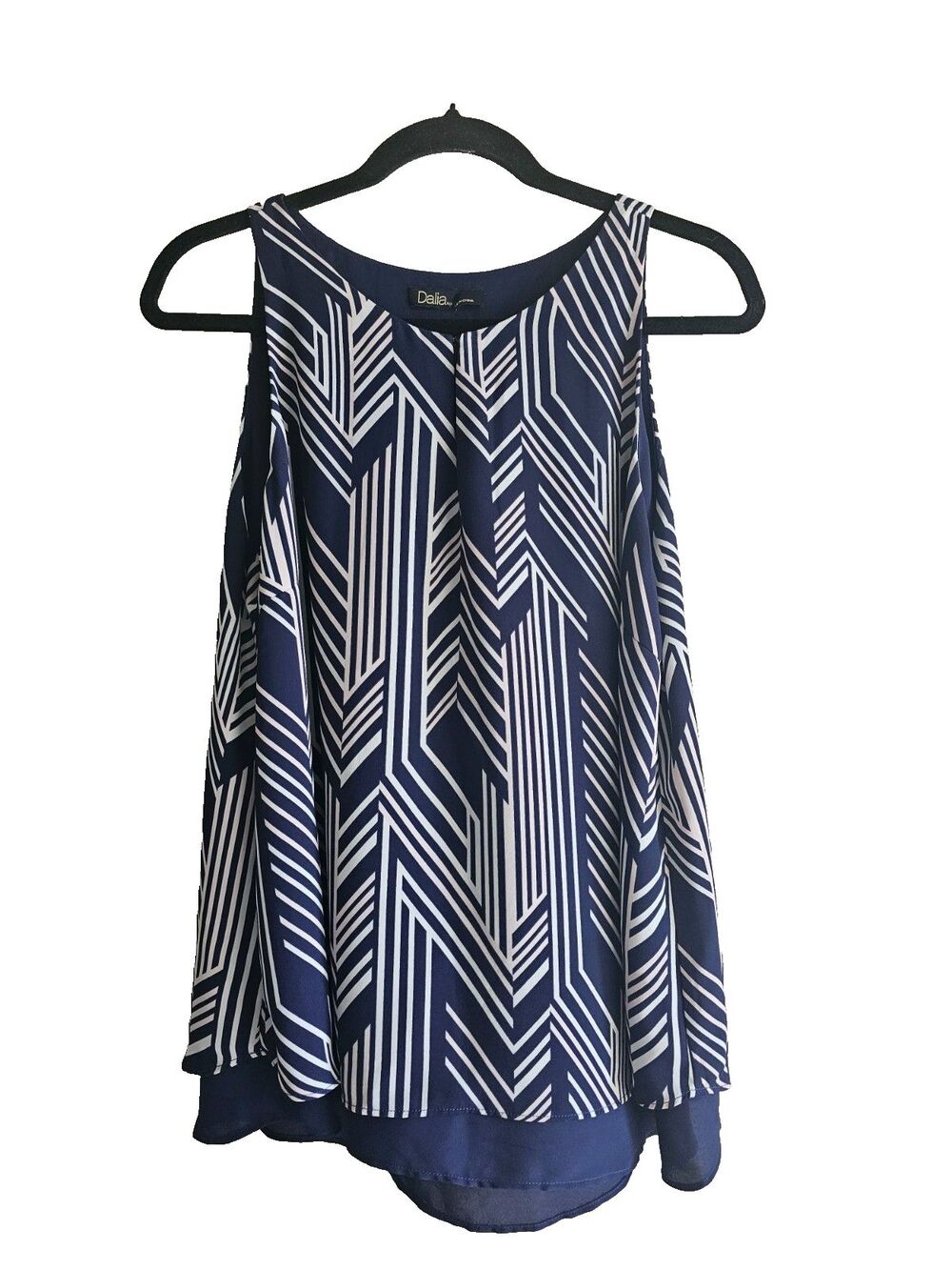 Dalia Women's Sleeveless tank-blue,pink,gray-size M-L-geometric pattern